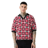 Crochet Knit Revere Shirt (Blk/Red)