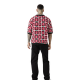 Crochet Knit Revere Shirt (Blk/Red)