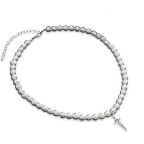 Pearl Single Cross Necklace is