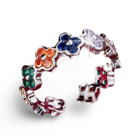 Multicolor Clover Ring